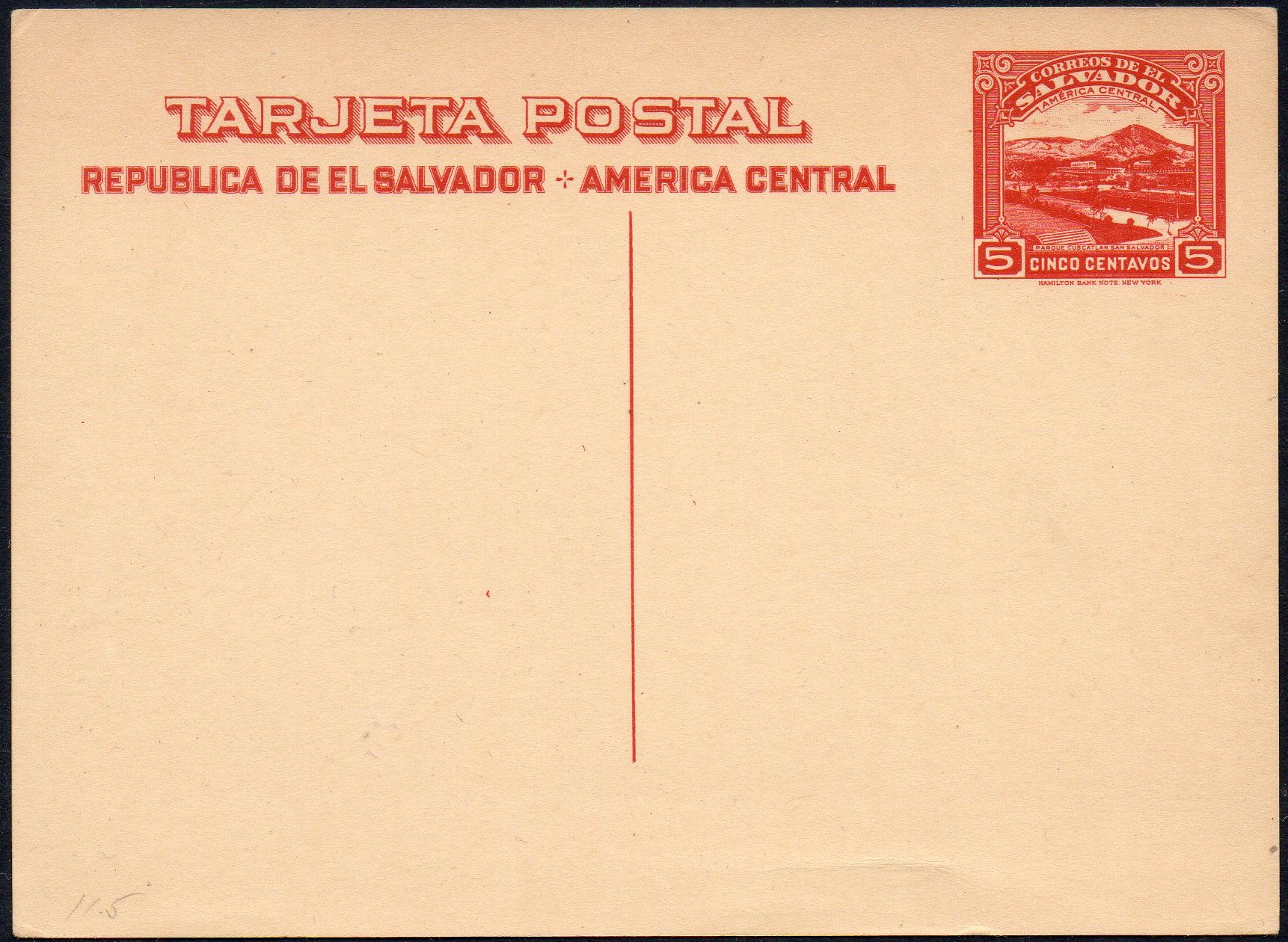 Stamps sellos Ganzsache Eisenbahn El Salvador 1942 Postal Stationery card  : Train in Parque Cuscatlan in San Salvador